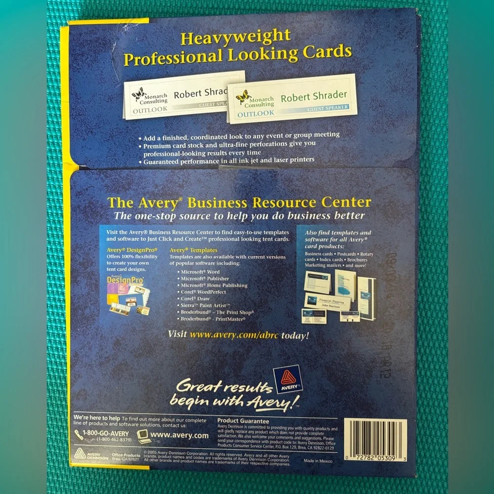 Avery 5309 Heavyweight Large Tent Cards Embossed (New/Sealed/Unopened Package)